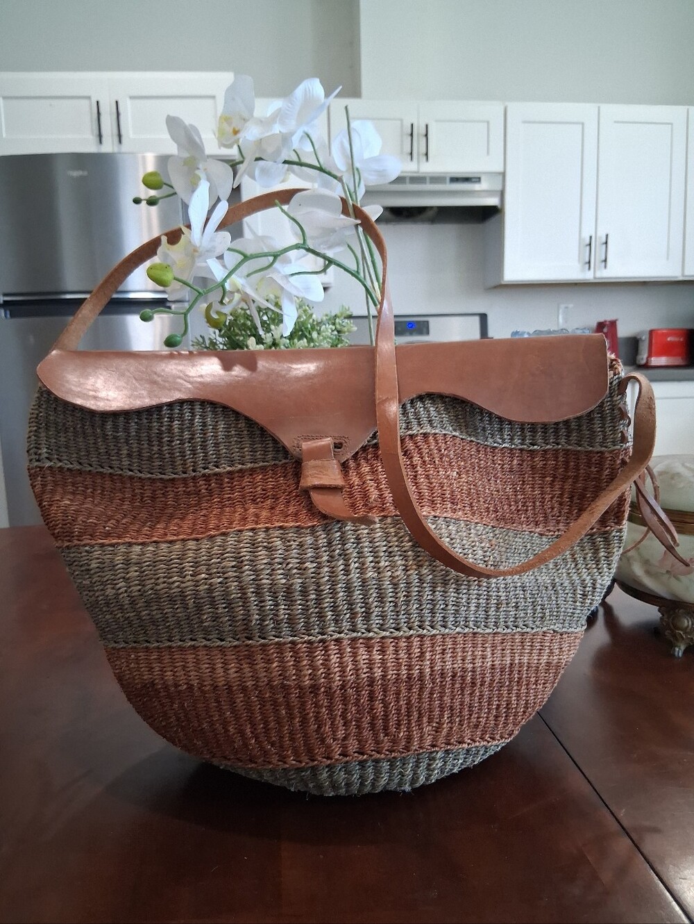 Rare Leather Straw Tote